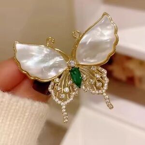 Elegant Gold and Silver Butterfly Brooch